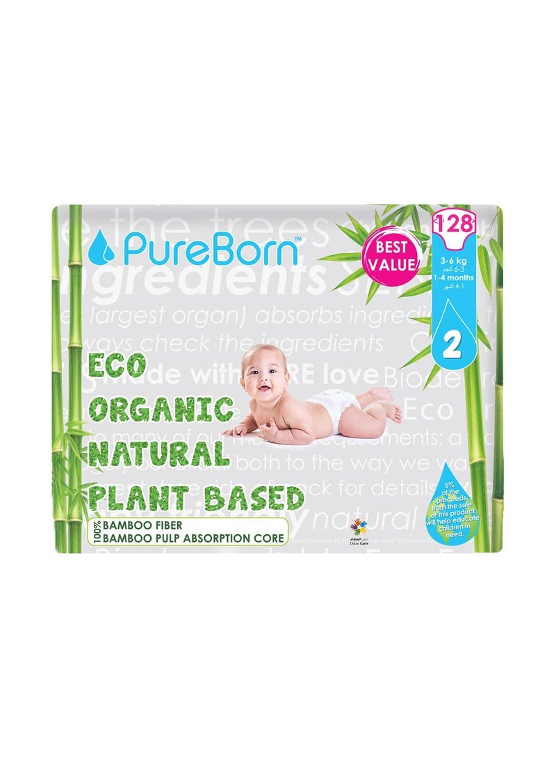 Pureborn Size 2 Value Pack 3 - 6 Kg 128'S