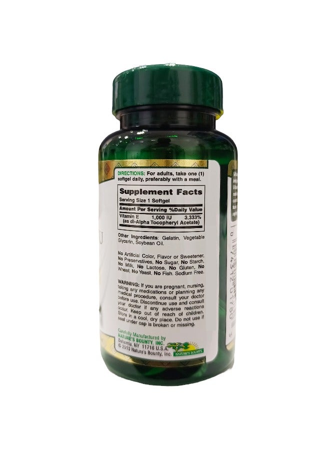 E-1000 IU Pure dl-Alpha Vitamin E - 50 Rapid Release Liquid Softgels for Immune Function & Heart Health