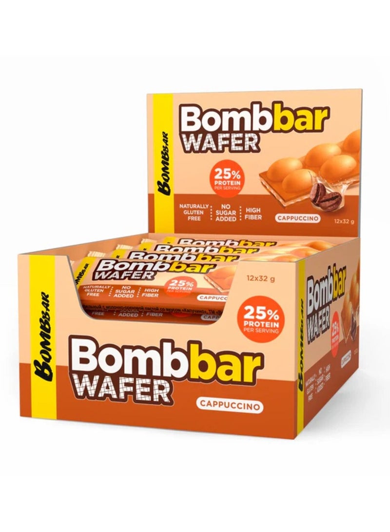 Bombbar, Protein Wafer, Cappuccino, 12x32g