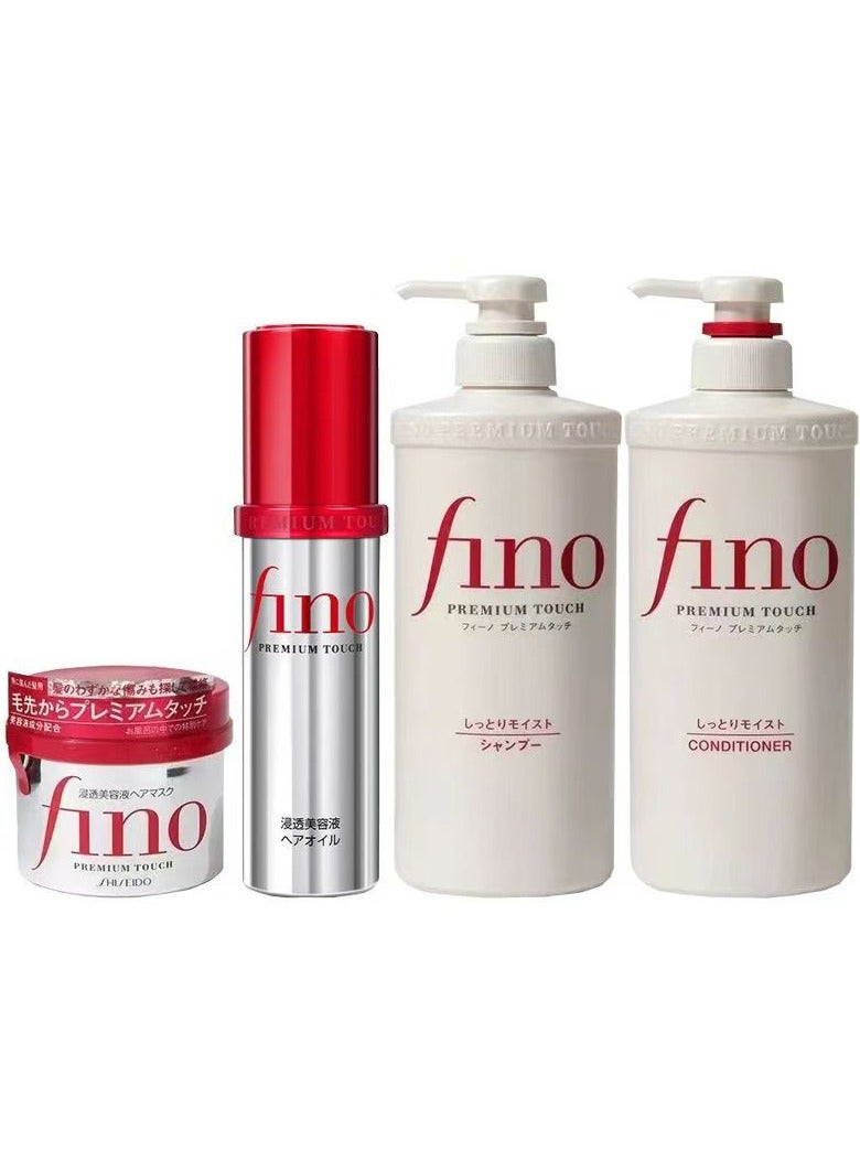 Fino Premium touch hair set Bundle 4 Pcs Hair Shampoo, conditioner , hair mask and Hair Oil