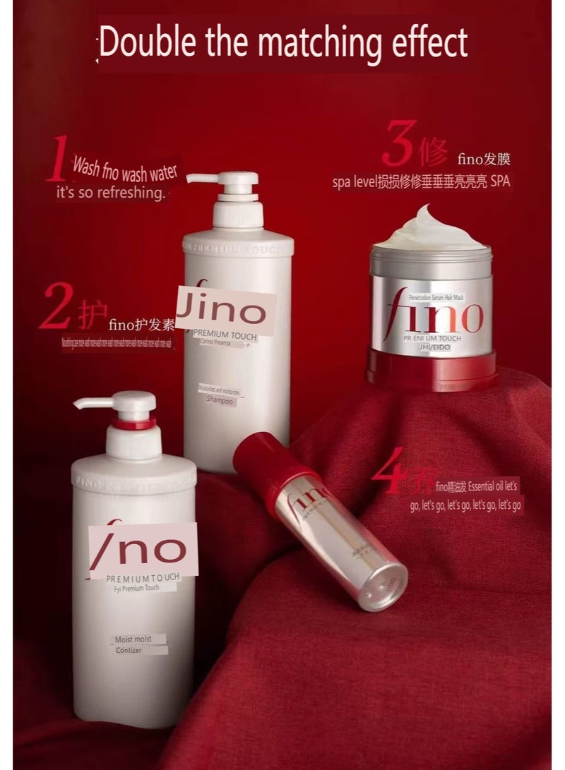 Fino Premium touch hair set Bundle 4 Pcs Hair Shampoo, conditioner , hair mask and Hair Oil