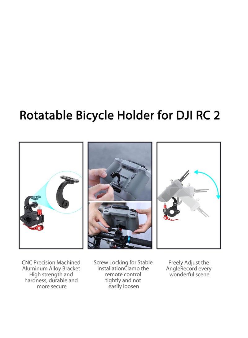 Mini 4 Pro Bike Mount, Bicycle Handlebar Bracket for DJI RC 2, Aluminum Alloy Controller Bike Holder Adjustable Bike Clamp Adapter for DJI Mini 4 Pro/Air 3 Accessories