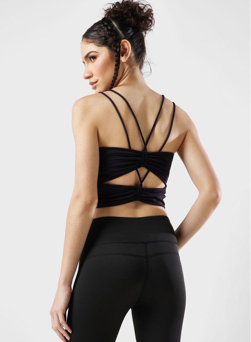 Ruched Strappy Back Sports Bra