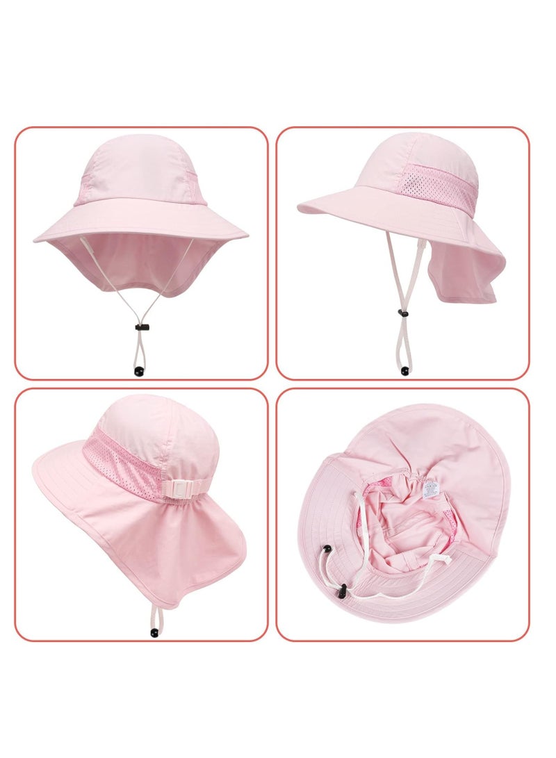 Baby Sun Hat for Kids Toddler, Summer UPF 50+ for Boys Girls Adjustable Beach Hats with Bucket Wide Brim 2 Pcs Small