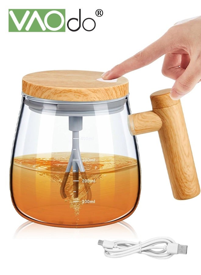 Self Stirring Mug with Scale High Borosilicate Glass Electric Mixing Cup Removable Stirring Rod Rotating Travel Stirring Cup Suitable for Coffee Milk Protein Powder