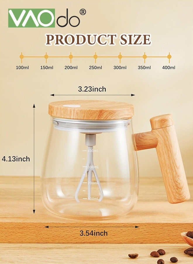 Self Stirring Mug with Scale High Borosilicate Glass Electric Mixing Cup Removable Stirring Rod Rotating Travel Stirring Cup Suitable for Coffee Milk Protein Powder