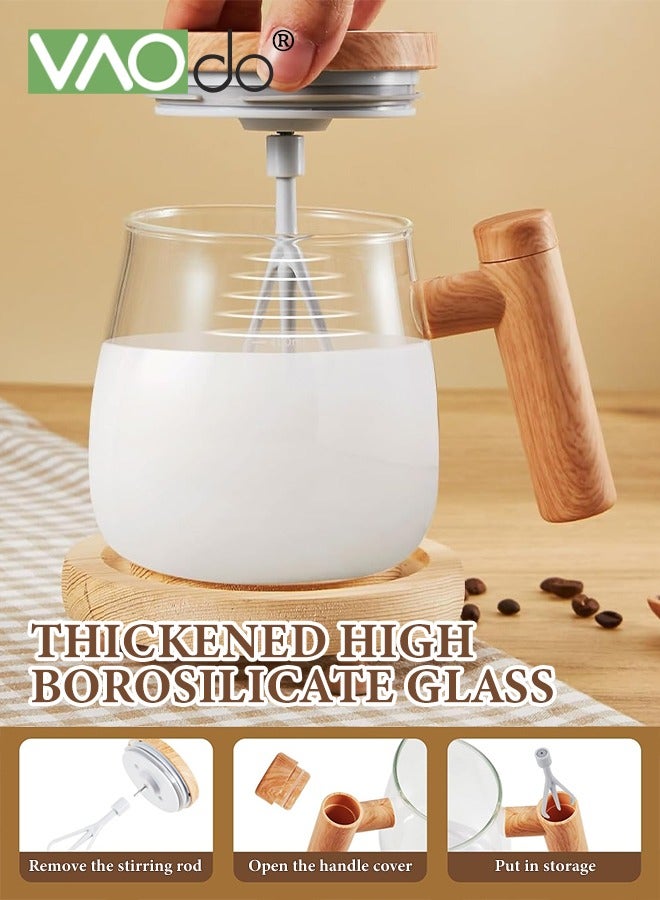 Self Stirring Mug with Scale High Borosilicate Glass Electric Mixing Cup Removable Stirring Rod Rotating Travel Stirring Cup Suitable for Coffee Milk Protein Powder