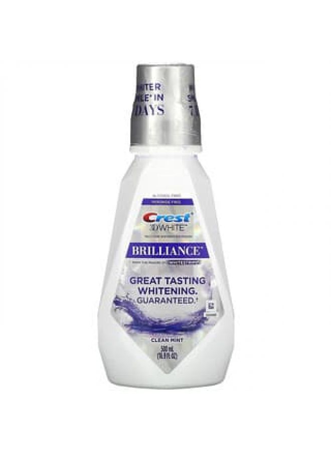 Crest, 3D White, Brilliance Whitening Mouthwash, Alcohol Free, Clean Mint, 16.9 fl oz (500 ml)