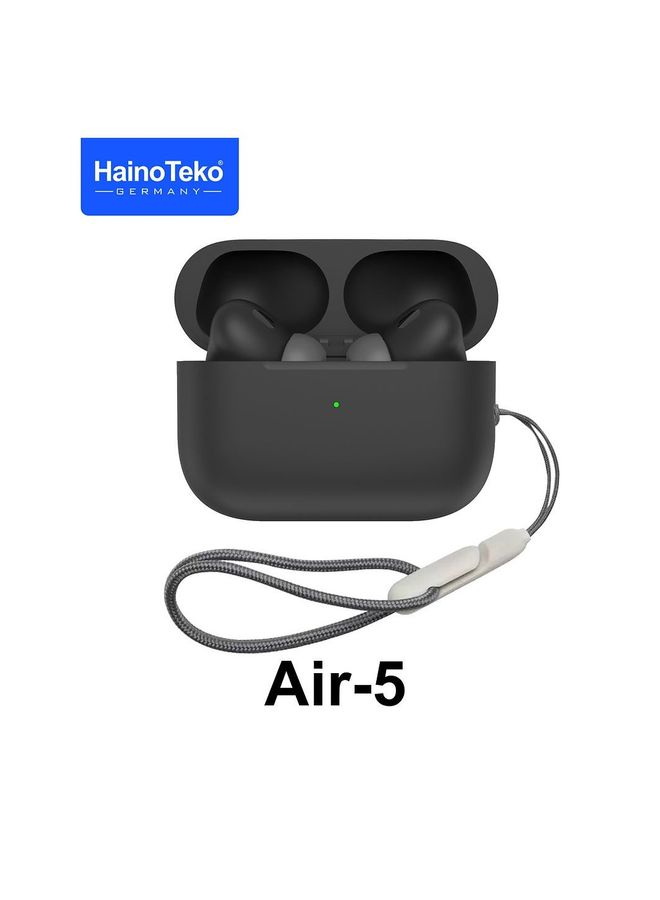 Haino Teko GERMANY Air-5 Bluetooth Earbuds - Premium Sound, Deep Bass, True Wireless Earphones - Lightweight Design - Crystal Clear Calls - Free Protective Cover - Compatible with Android & iOS, Black