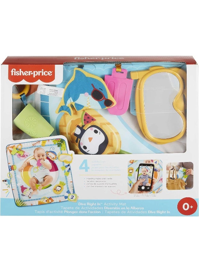 Fisher-Price Dive Right In Activity Mat, Baby Playmat With Toys