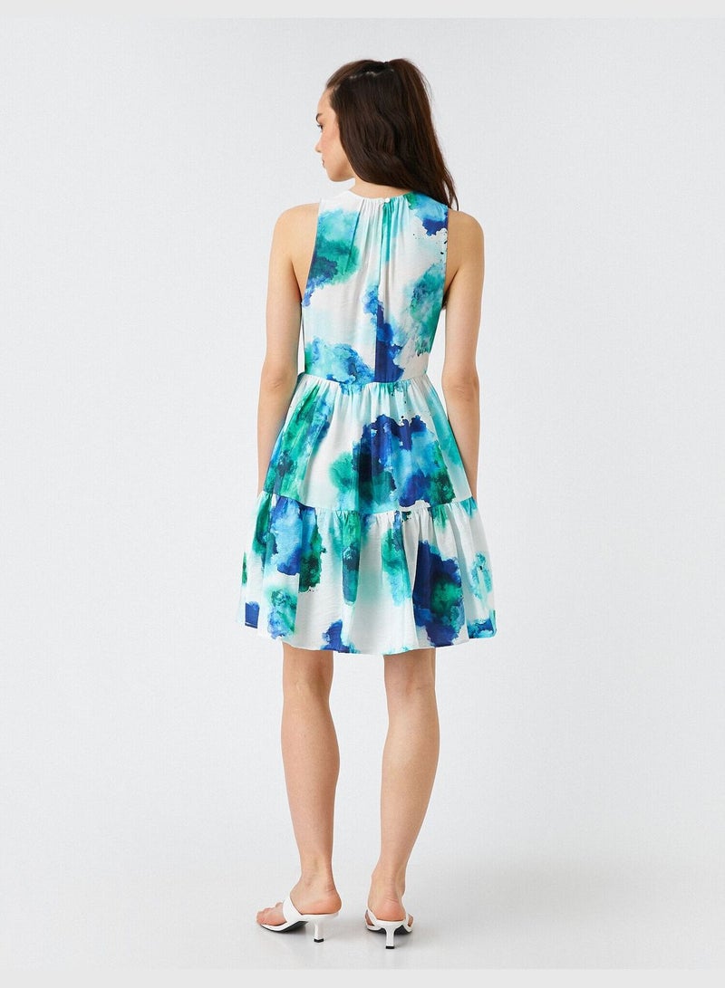 Mini Dress Frilled Halter Neck Sleeveless