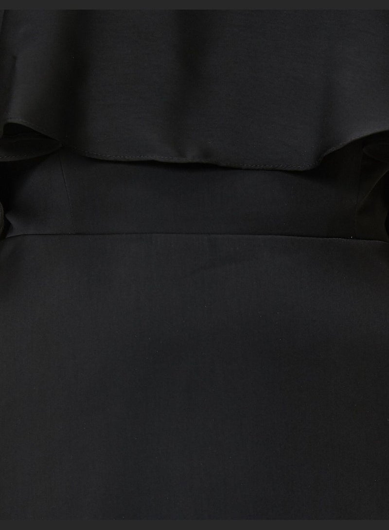 Short Sleeve Shoulder Detailed Frilled Mini Dress
