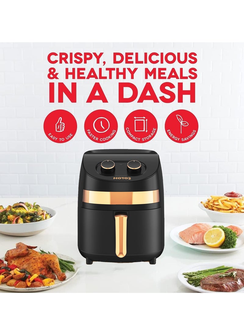 Air Fryer No Pre-Heat Needed, Oil-Free Crispy And Healthy Cooking, With Adjustable Temperature Control 3.5L 1500W Black