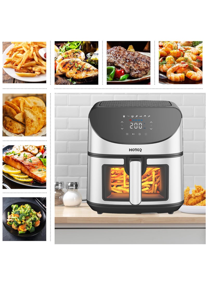 Touch Air Fryer, Oil Free Cooking Air Fryer With Digital Control Panel Display 1700W Black 8L Family Size, One-Touch Digital Control Presets, French Fries, Chicken, Meat, Fish,