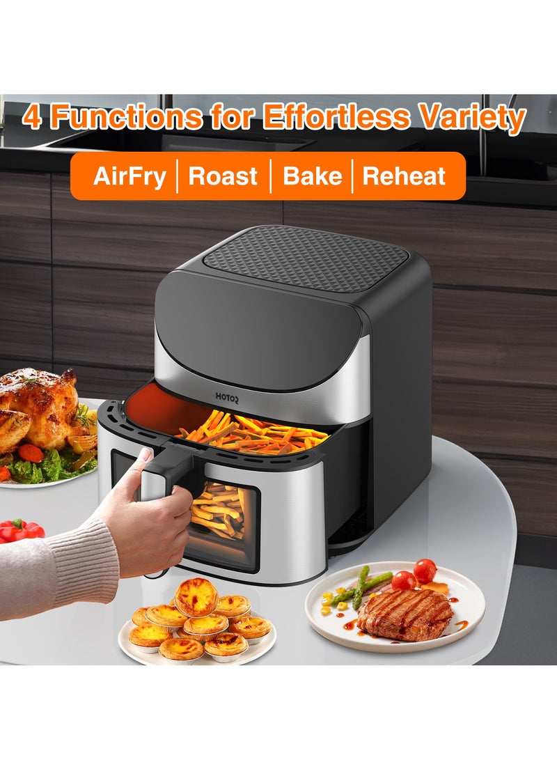 Touch Air Fryer, Oil Free Cooking Air Fryer With Digital Control Panel Display 1700W Black 8L Family Size, One-Touch Digital Control Presets, French Fries, Chicken, Meat, Fish,