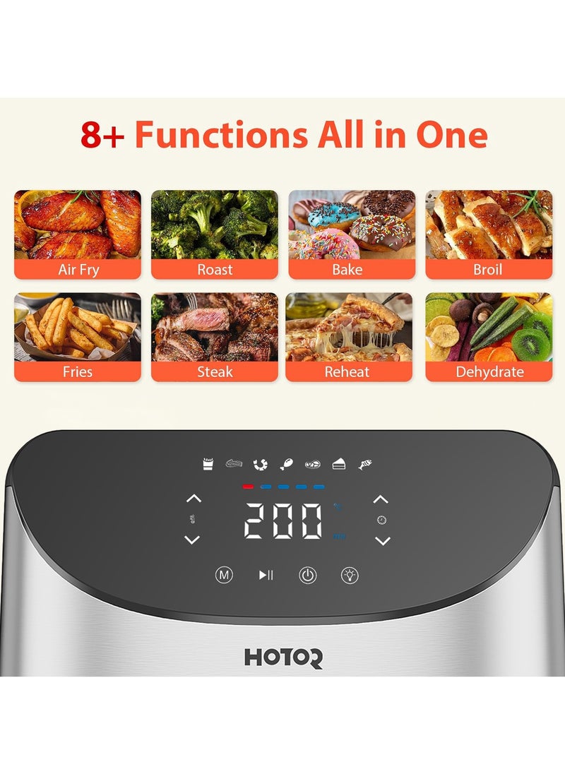 Touch Air Fryer, Oil Free Cooking Air Fryer With Digital Control Panel Display 1700W Black 8L Family Size, One-Touch Digital Control Presets, French Fries, Chicken, Meat, Fish,