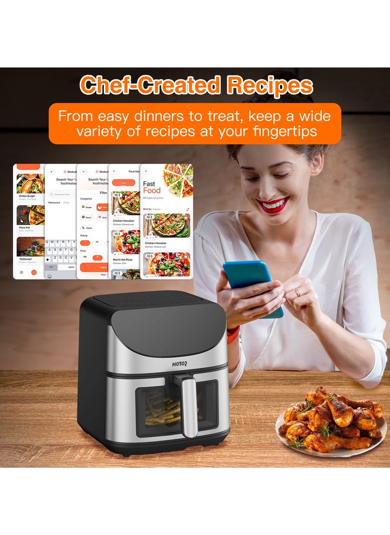 Touch Air Fryer, Oil Free Cooking Air Fryer With Digital Control Panel Display 1700W Black 8L Family Size, One-Touch Digital Control Presets, French Fries, Chicken, Meat, Fish,