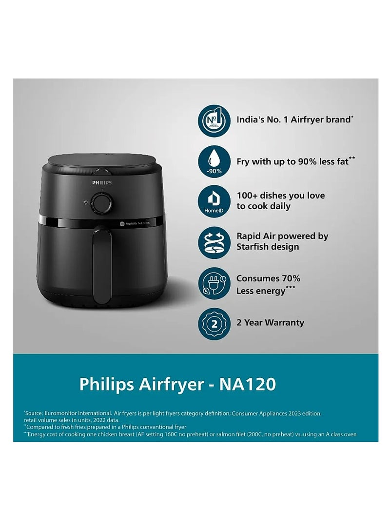 Extra Large Airfryer With Rapid Air Tech - Up to 90% Less Fat - 6.2 L 1700 W NA130 Black