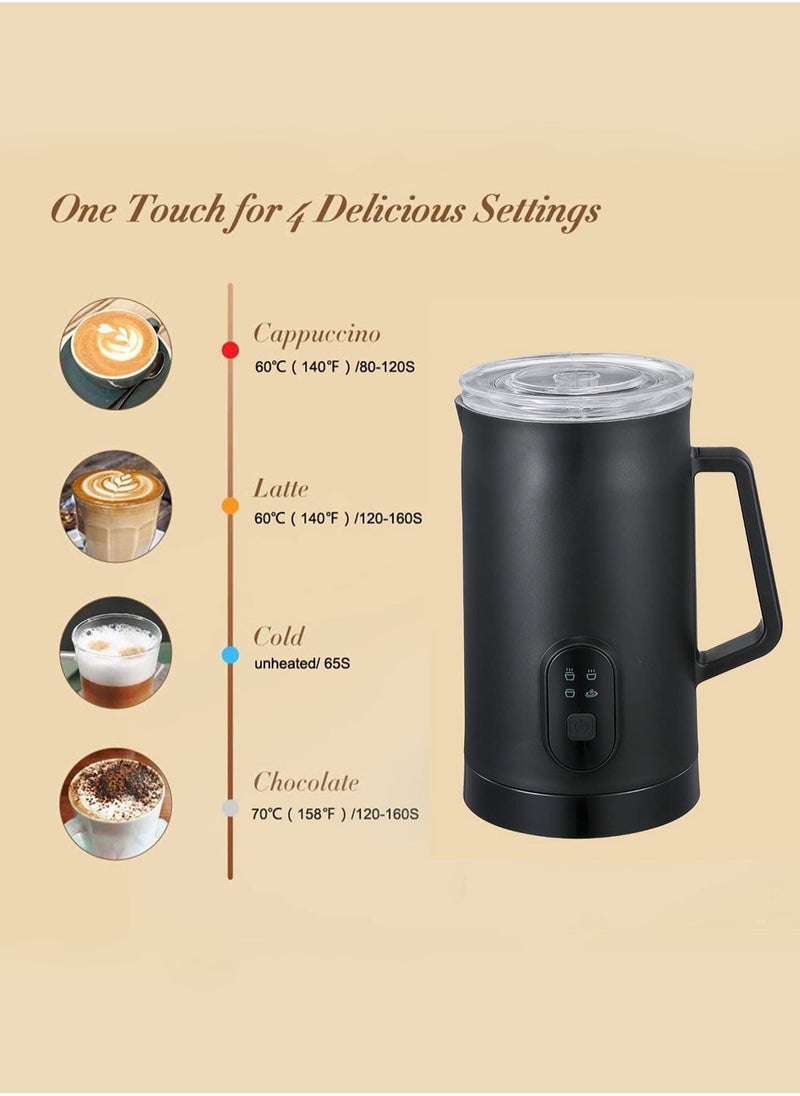 Electric Milk Frother Steamer Milk Foamer 4 in 1 Multifunctional Hot Cold Milk Foam Maker 400W Automatic Quiet Milk Warmer Latte Cappuccinos Hot Chocolate