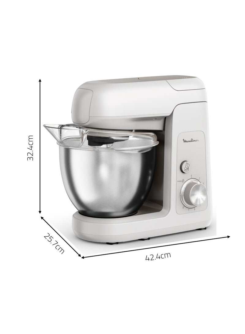 Kitchen Machine | Bake Partner 4.6 L Stand Mixer | 1100 W | BakeGood Accessory Kit | Planetary Movement | Durable Performance | 2 Years Warranty | 1100 W QA521B27 White