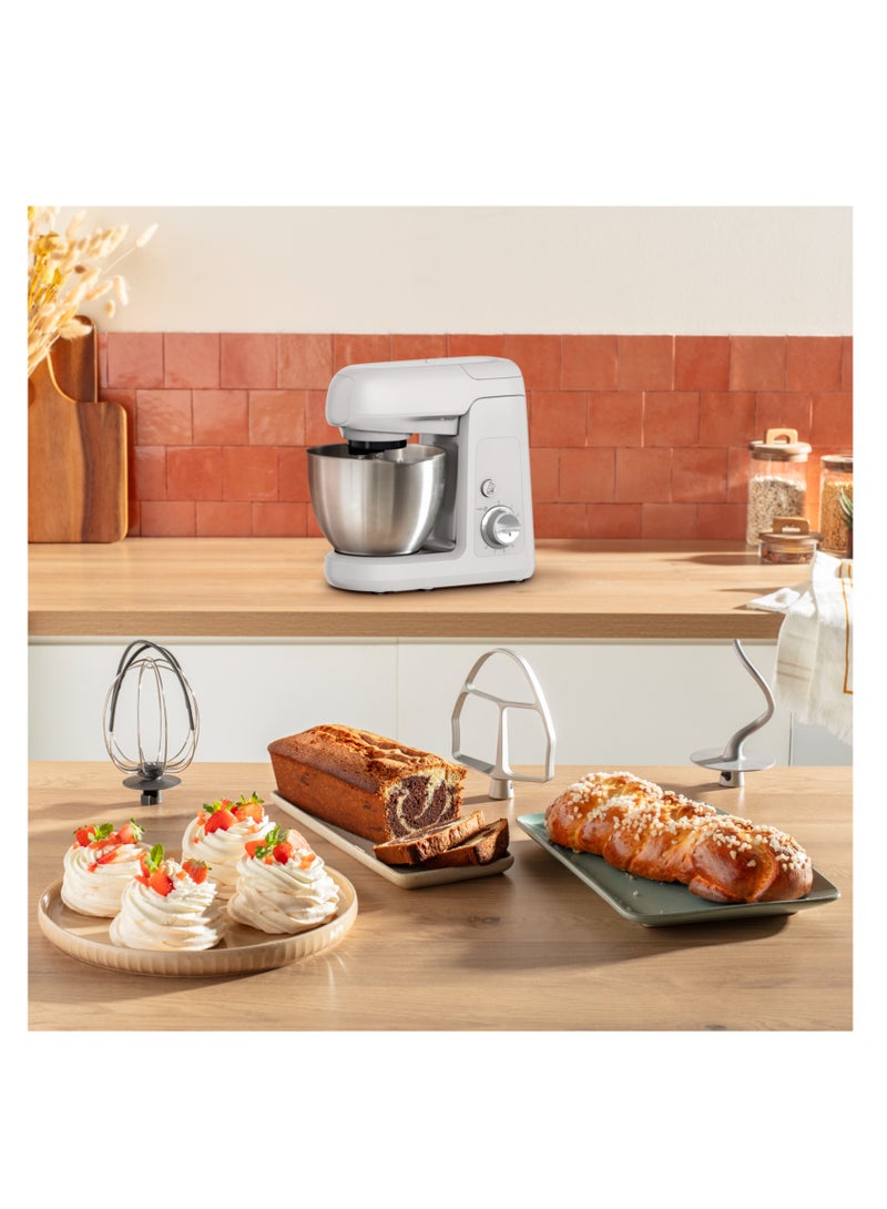 Kitchen Machine | Bake Partner 4.6 L Stand Mixer | 1100 W | BakeGood Accessory Kit | Planetary Movement | Durable Performance | 2 Years Warranty | 1100 W QA521B27 White
