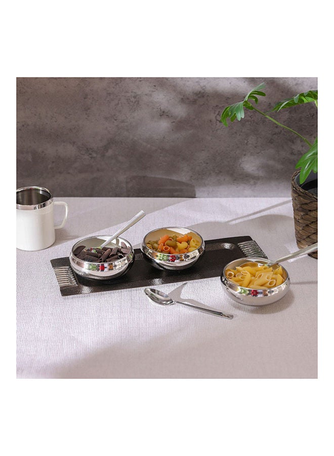 Celina Snack Serving Set Stainless Steel 201 Modern Houseware Serveware Silver