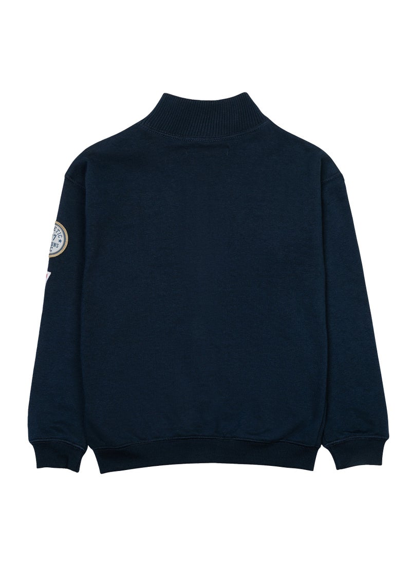 Boys' Zip-Up Sweatshirt with High Collar and Pockets
