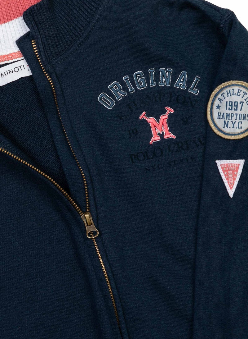 Boys' Zip-Up Sweatshirt with High Collar and Pockets