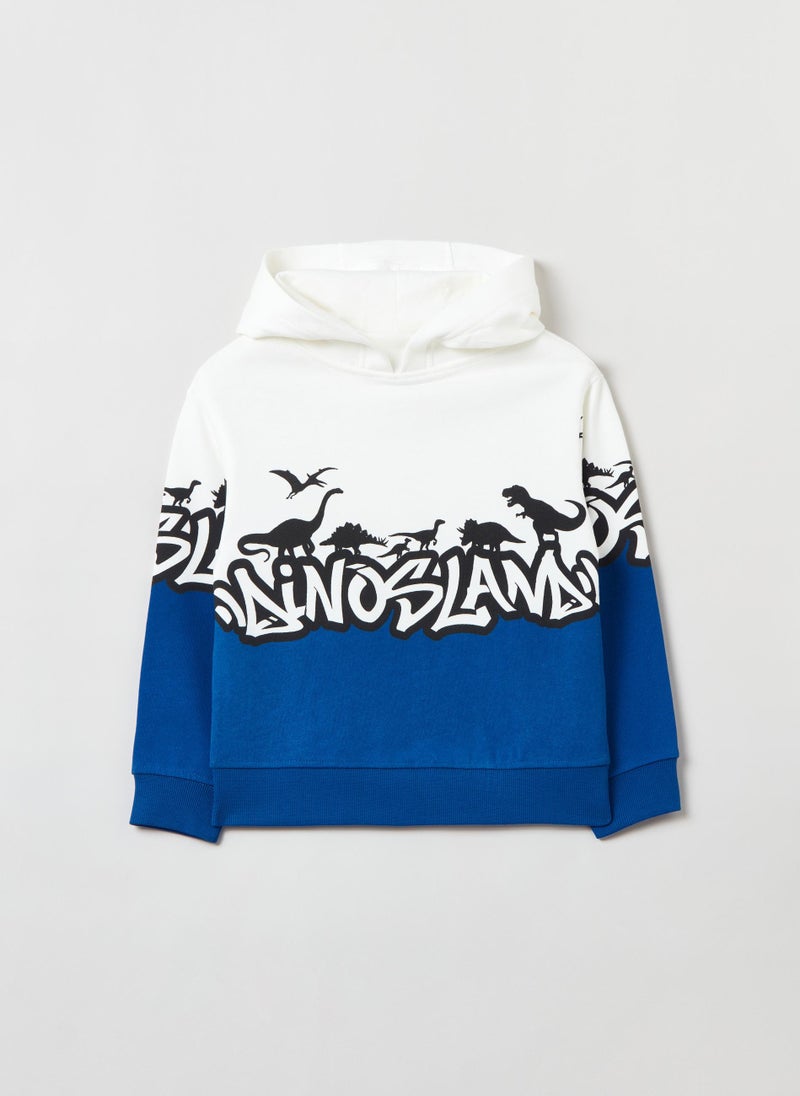 Cotton hoodie with print