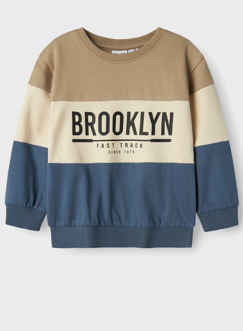 Kids Color Block Graphic Sweatshirt