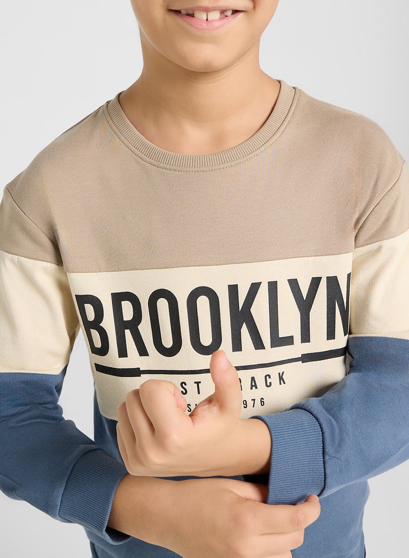 Kids Color Block Graphic Sweatshirt