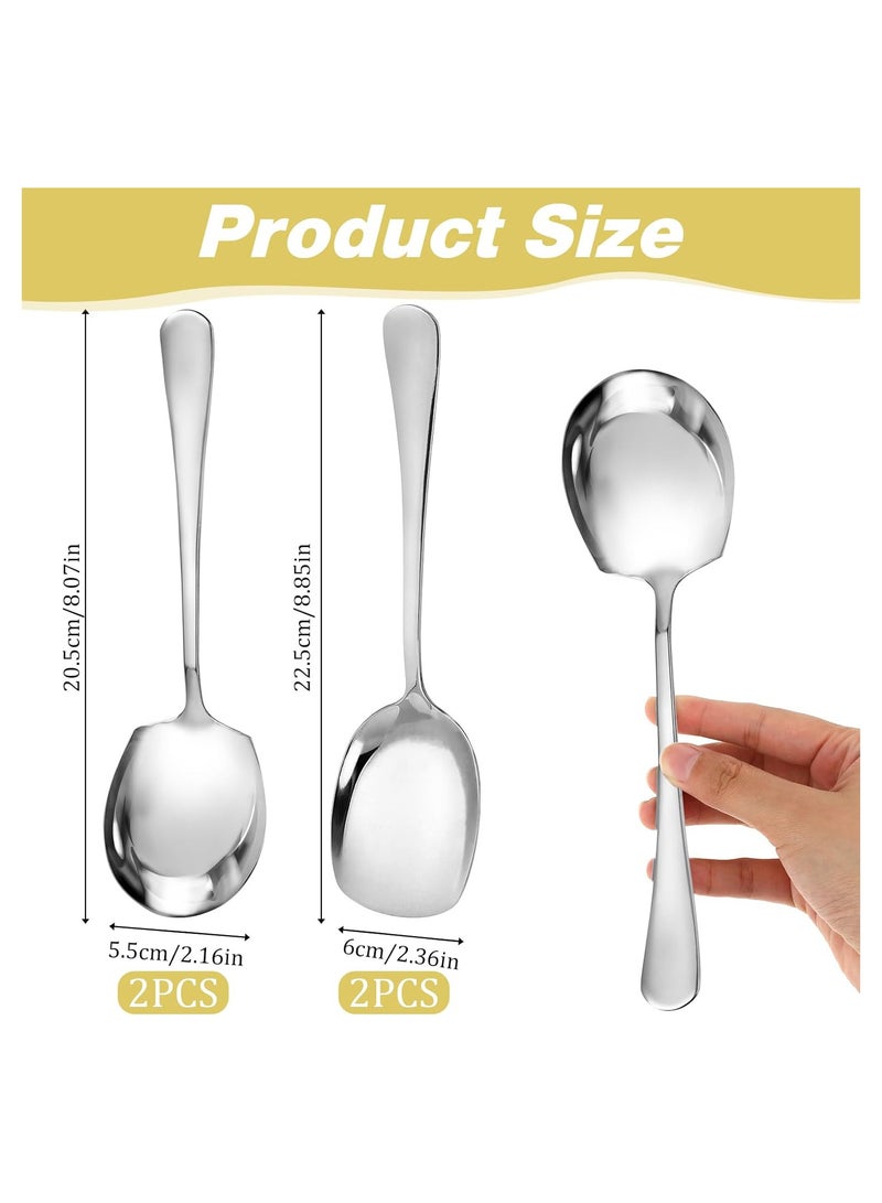 Stainless Steel Serving Spoons, 4Pcs 8.8