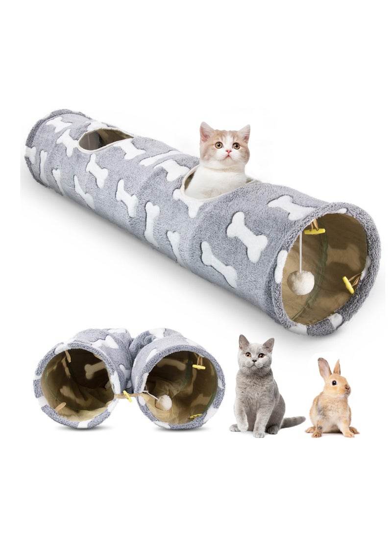 Indoor Cat Tunnels for Playtime, Collapsible Suede Cat Tube with Toy Ball, Perfect for Kittens, Puppies, Bunnies, and Small Dogs