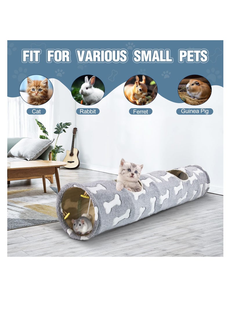 Indoor Cat Tunnels for Playtime, Collapsible Suede Cat Tube with Toy Ball, Perfect for Kittens, Puppies, Bunnies, and Small Dogs