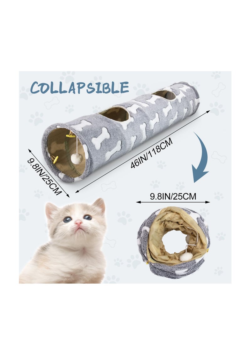 Indoor Cat Tunnels for Playtime, Collapsible Suede Cat Tube with Toy Ball, Perfect for Kittens, Puppies, Bunnies, and Small Dogs