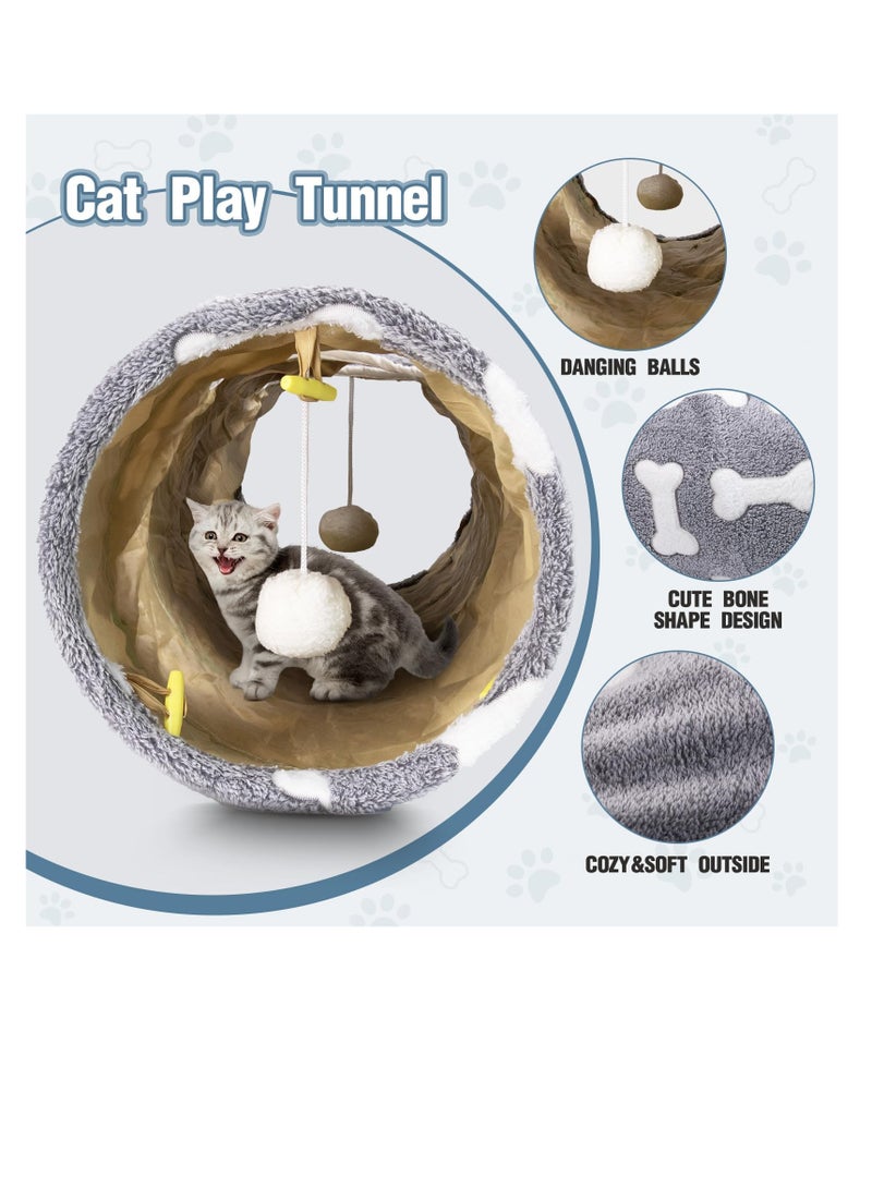 Indoor Cat Tunnels for Playtime, Collapsible Suede Cat Tube with Toy Ball, Perfect for Kittens, Puppies, Bunnies, and Small Dogs