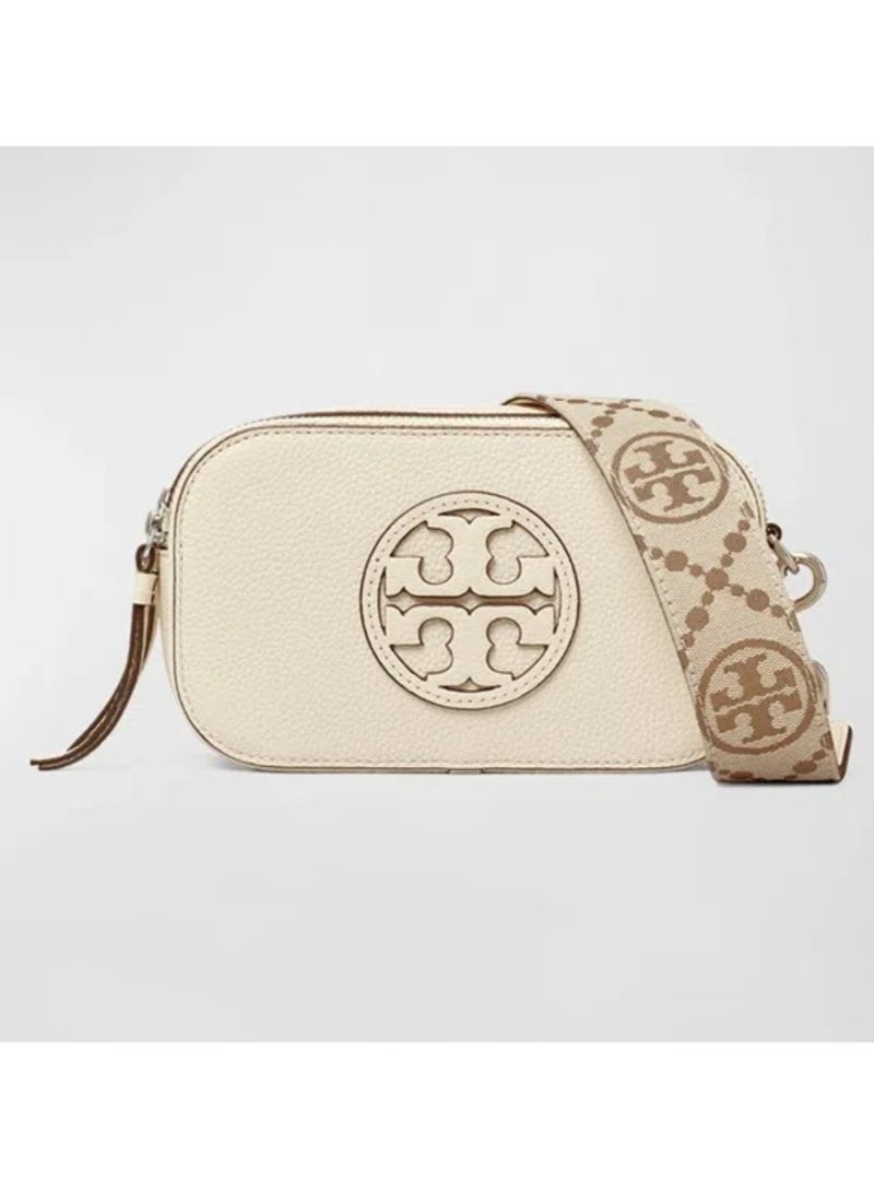 Tory Burch Miller Hardware Buckle Title Stitch Classic Print Leather Camera Bag Shoulder Bag Mini