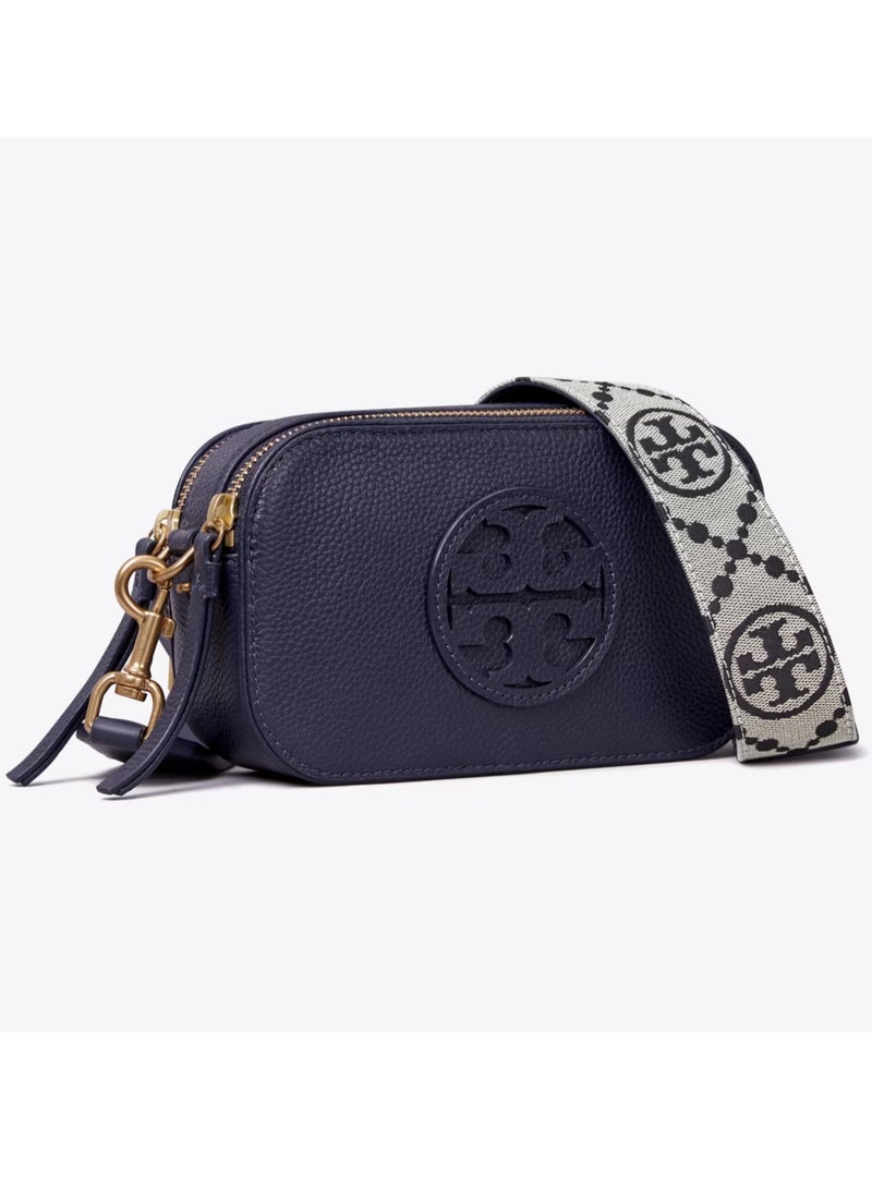 Tory Burch Miller Hardware Buckle Title Stitch Classic Print Leather Camera Bag Shoulder Bag Mini