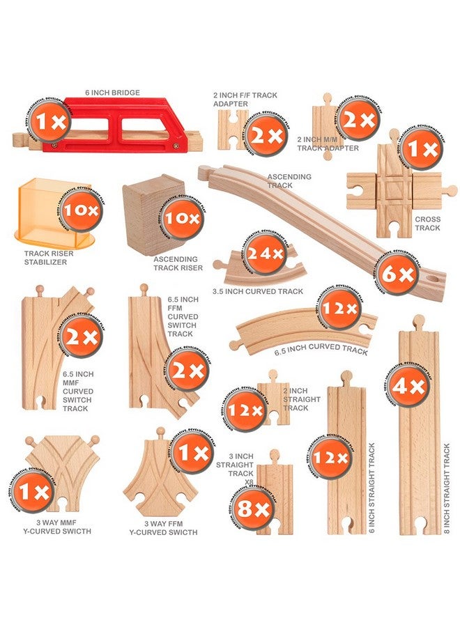 Toys 110 Pcs Wooden Train Track Expansion Pack Compatible With Thomas Wooden Train, Brio, Thomas The Tank Engine