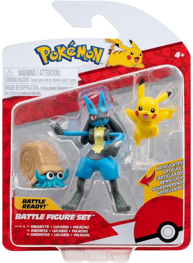 Pokemon Battle Figure 3 Pack Omanyte + Lucario + Pikachu