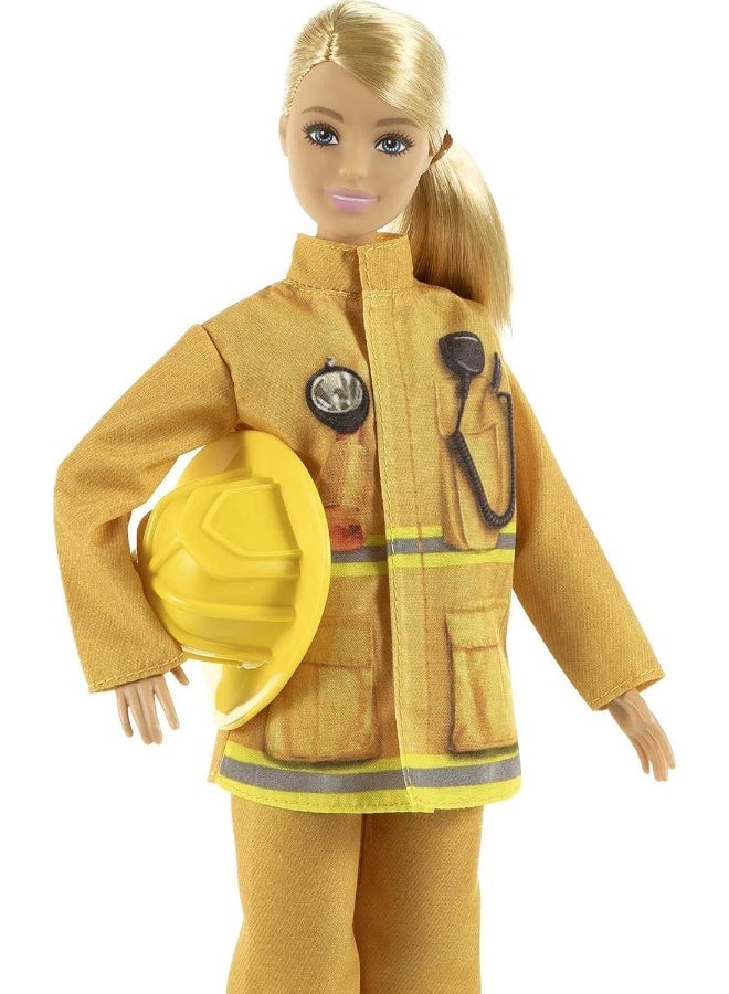 Barbie Firefighter Blonde Doll (12-in/30.40-cm) & Playset, Ages 3 & Up