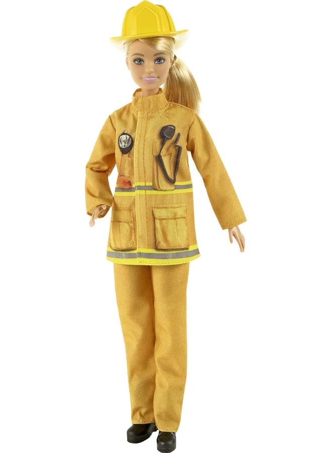 Barbie Firefighter Blonde Doll (12-in/30.40-cm) & Playset, Ages 3 & Up