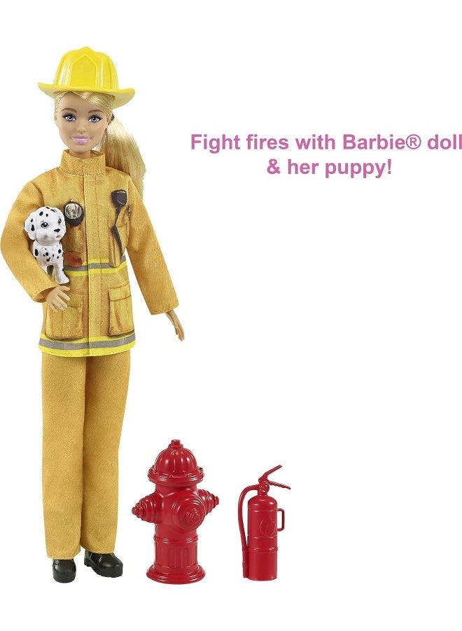 Barbie Firefighter Blonde Doll (12-in/30.40-cm) & Playset, Ages 3 & Up