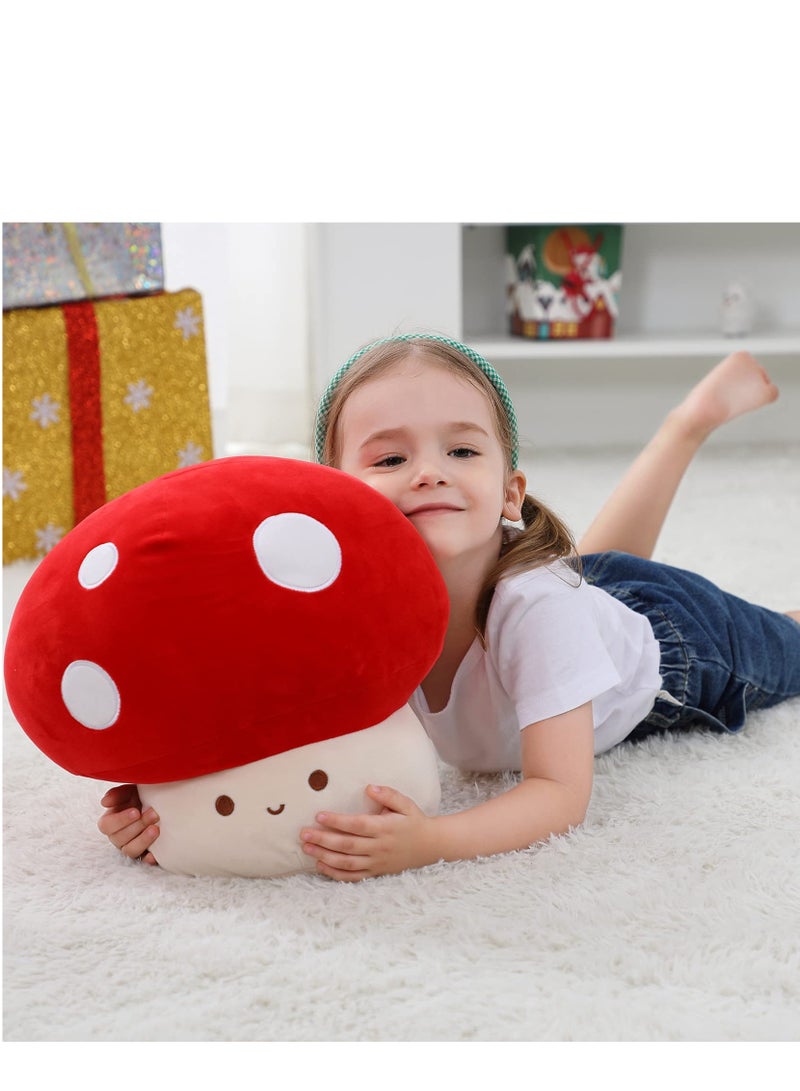 Mushroom Plush Toy for Beds and Sofas, Cute Kawaii Squishy Doll Stuffed Hugging Pillows Gift for Girls Kids Women Decor , Plushie Toys for Kids Home Decor  (Red,9inch)