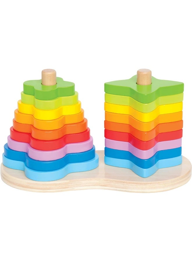 Hape Double Rainbow Stacker | Wooden Stacking & Sorting Block Building Toy For Kids
