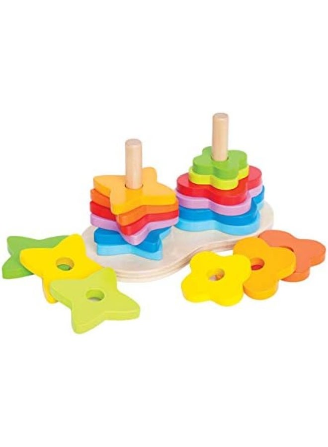 Hape Double Rainbow Stacker | Wooden Stacking & Sorting Block Building Toy For Kids