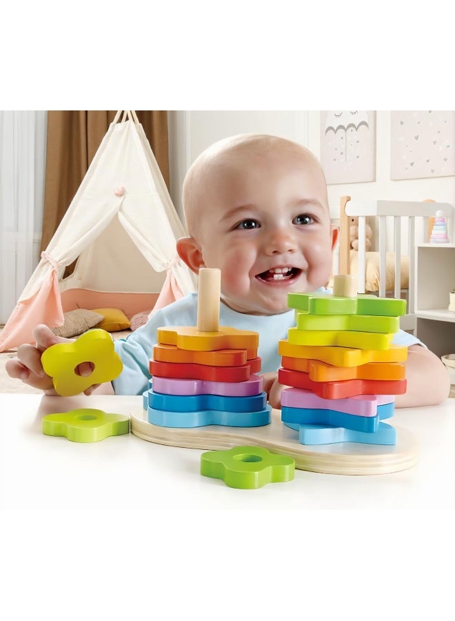 Hape Double Rainbow Stacker | Wooden Stacking & Sorting Block Building Toy For Kids