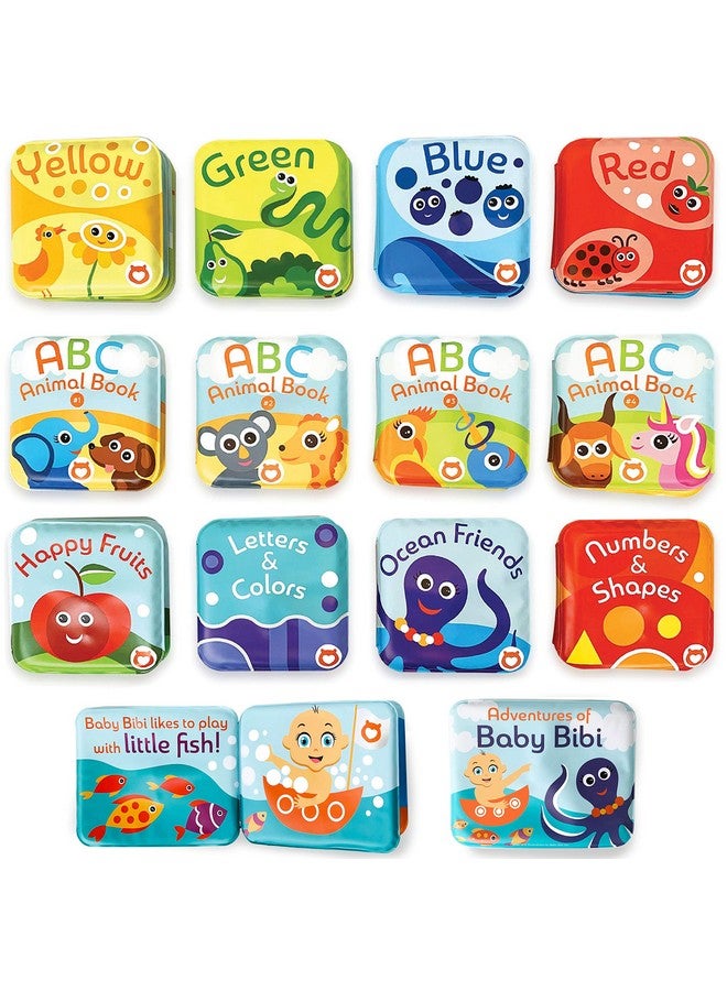 Baby Bath Books Mega Set (Pack Of 13 Books) - Educational Waterproof Baby Bathtime Plastic Books For Bath Tub With Animals, Colors, Numbers And Abc Letters - Learning Toy Books For Babies And Toddlers
