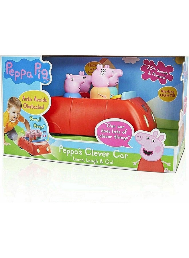 Peppa Pig'S Clever Car Interactive Pre-School Toy With Lights And Sounds - Self Driving - Plays Peppa Music And Talks - Motorized Vehicle With Collision Avoidance Sensors- Red