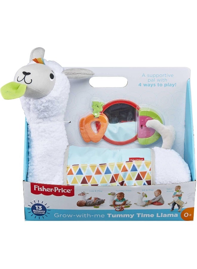 Fisher-Price Grow-with-Me Tummy Time Llama, Plush Infant Support Wedge, Multi